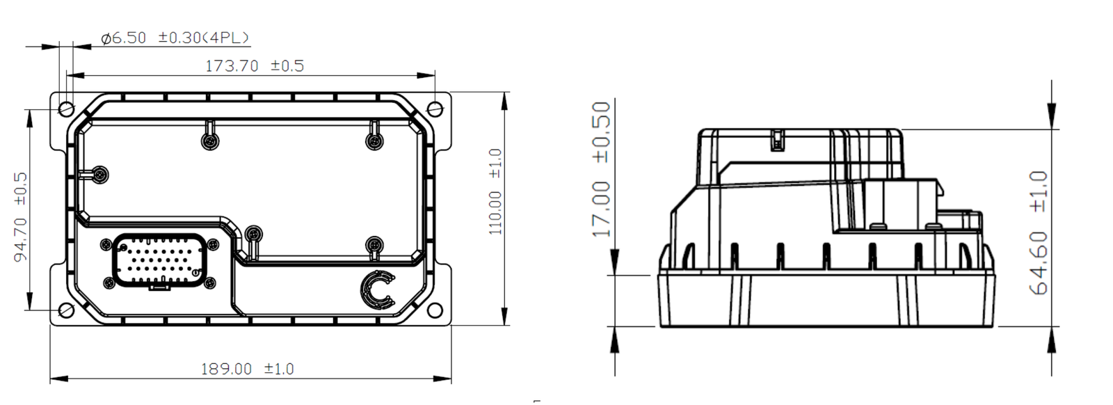 AMP600 series dimension drawing