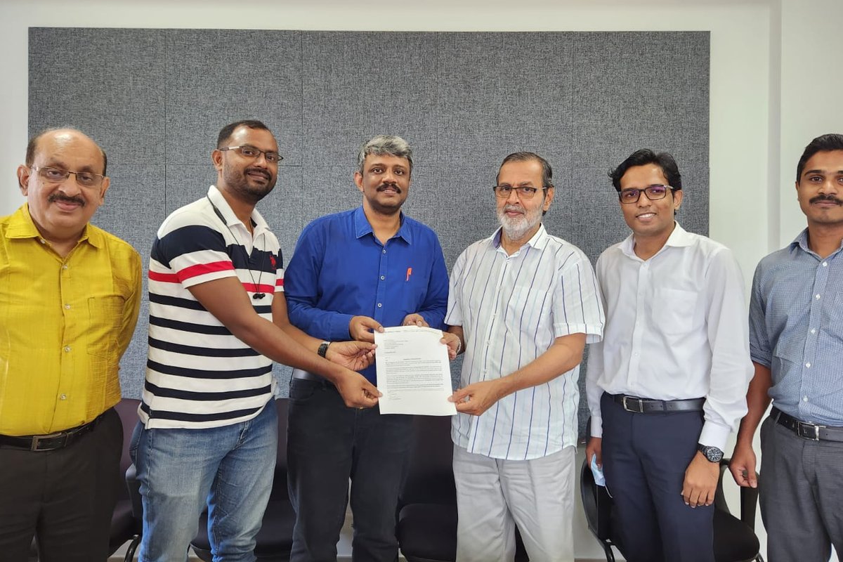 C-Electric founders and V-Guard Family Office representatives with the signed investment document