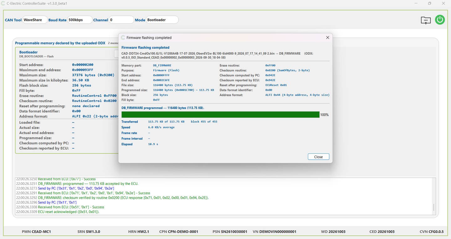 Firmware flashing completed with checksum verification